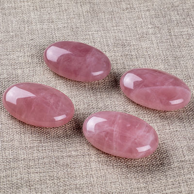 Natural Rose Quartz Palm Stone Healing Pocket Polished Rose Quartz Rock Stones Batu Kekhawatiran Membebaskan Kecemasan