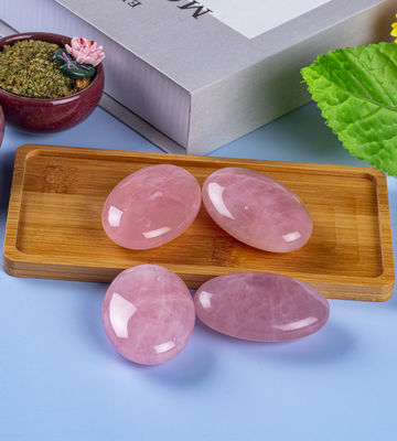 Natural Rose Quartz Palm Stone Healing Pocket Polished Rose Quartz Rock Stones Batu Kekhawatiran Membebaskan Kecemasan