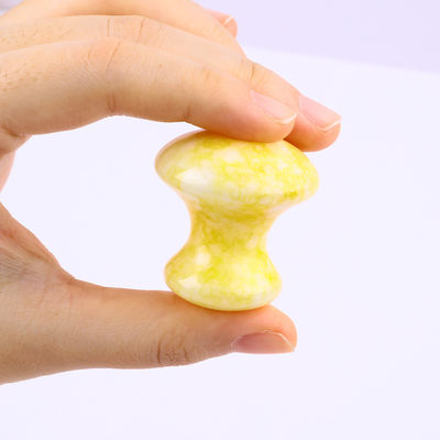Yellow Jade Mushroom Crystal Guasha Board Untuk Perawatan Kesehatan Pribadi