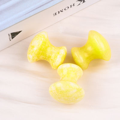 Yellow Jade Mushroom Crystal Guasha Board Untuk Perawatan Kesehatan Pribadi