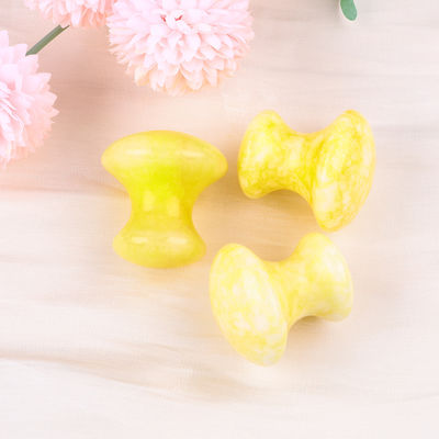 Yellow Jade Mushroom Crystal Guasha Board Untuk Perawatan Kesehatan Pribadi