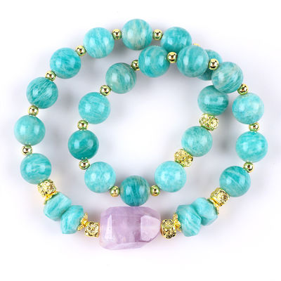 11MM 14MM Tianhe Batu Amethyst Kristal Batu permata Manik Gelang 2 Lapisan