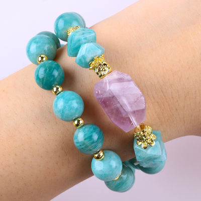 11MM 14MM Tianhe Batu Amethyst Kristal Batu permata Manik Gelang 2 Lapisan