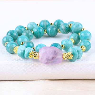 11MM 14MM Tianhe Batu Amethyst Kristal Batu permata Manik Gelang 2 Lapisan