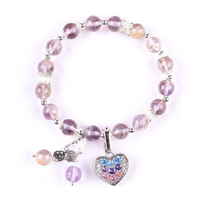 Handmade DIY Lavender Azeztulite Natural Stone Bead Bracelet Untuk Hadiah