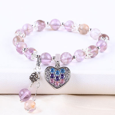 Handmade DIY Lavender Azeztulite Natural Stone Bead Bracelet Untuk Hadiah