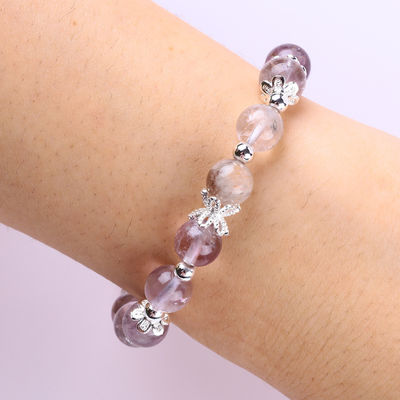 Handmade DIY Lavender Azeztulite Natural Stone Bead Bracelet Untuk Hadiah