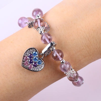 Handmade DIY Lavender Azeztulite Natural Stone Bead Bracelet Untuk Hadiah