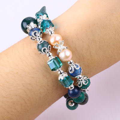 Unicorn Carving Adjustable 2 Lapisan Azurite Batu Kristal Gelang