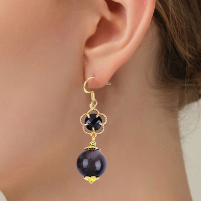 Earrings Batu Kristal Kerajinan Tangan Earrings Perak Obsidian Obsidian Earrings Earrings Perhiasan Earrings