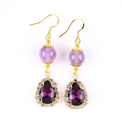 Earrings Batu permata buatan tangan Earrings Batu kristal Amethyst Healing Earrings