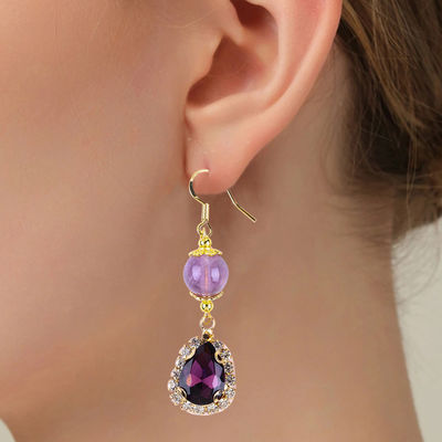 Earrings Batu permata buatan tangan Earrings Batu kristal Amethyst Healing Earrings