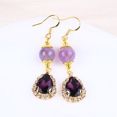 Earrings Batu permata buatan tangan Earrings Batu kristal Amethyst Healing Earrings