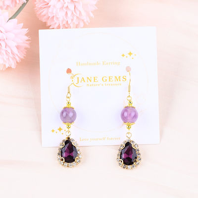 Earrings Batu permata buatan tangan Earrings Batu kristal Amethyst Healing Earrings