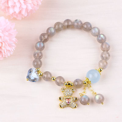 Labradorite / Amethyst Natural Gemstone Bracelet Mengurangi Energi Negatif