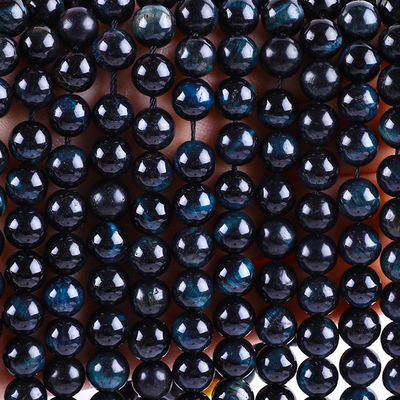 8mm Ink Blue Tiger's Eye Gemstone Pink Crystal Stone Beads untuk pembuatan perhiasan