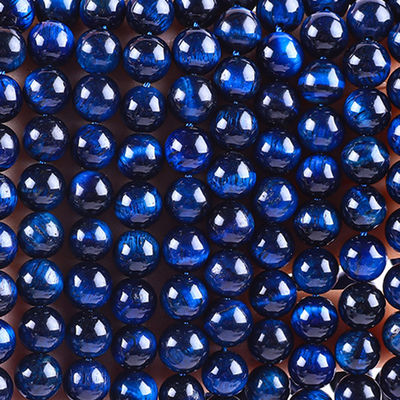 8mm Natural Dark Blue Tiger Eye Gemstone Crystal Stone Beads Untuk Membuat Perhiasan