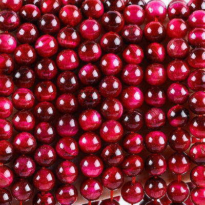 8mm Mawar Merah Mata Harimau Batu permata penyembuhan Mawar Kristal Batu Manik Untuk pembuatan perhiasan