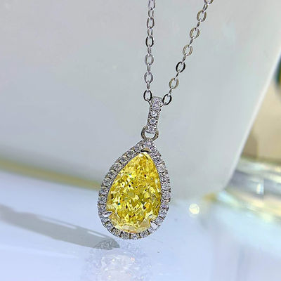 Yellow Gemstone Dekorasi Air Drop Pendant Kalung Fashion Zircon Perhiasan