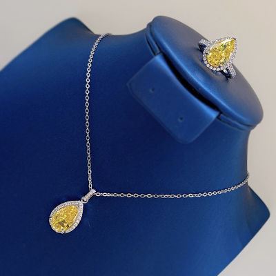 Yellow Gemstone Dekorasi Air Drop Pendant Kalung Fashion Zircon Perhiasan