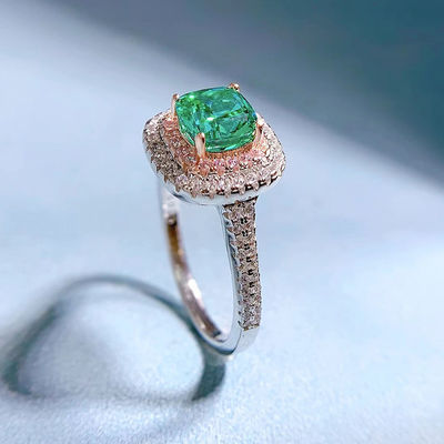 Green Square Bentuk Batu permata Zircon Cincin Pernikahan Untuk Wanita