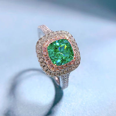Green Square Bentuk Batu permata Zircon Cincin Pernikahan Untuk Wanita