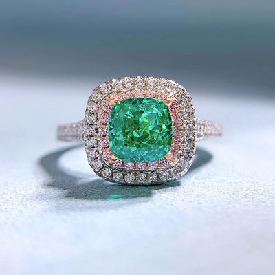 Green Square Bentuk Batu permata Zircon Cincin Pernikahan Untuk Wanita