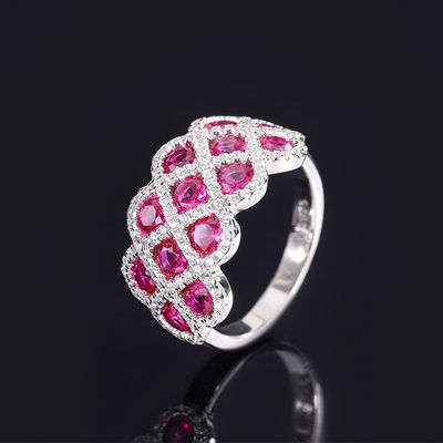 Zircon 925 Sterling Perak Permata Perjodohan Cincin Bentuk Bunga