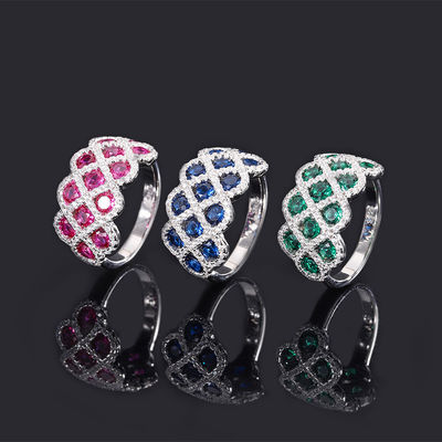 Zircon 925 Sterling Perak Permata Perjodohan Cincin Bentuk Bunga
