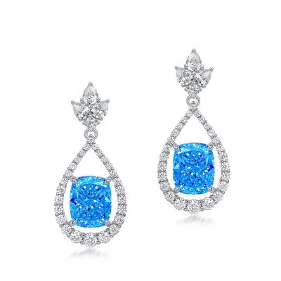 Gaya 925 Sterling Silver Pink Batu permata Oval Halo Earrings