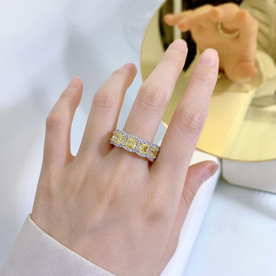Deluxe Yellow Gemstone Pernikahan Dan Cincin Pertunangan Untuk Pesta
