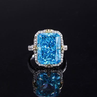 Ungu / Aqua Biru / Kuning Batu permata 925 Sterling Perak Zircon cincin pertunangan