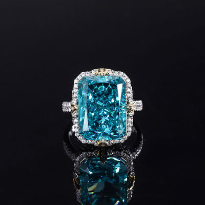 Ungu / Aqua Biru / Kuning Batu permata 925 Sterling Perak Zircon cincin pertunangan