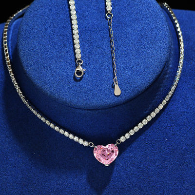 Elegant Heart Shape Aqua Blue 925 Sterling Silver Heart Batu permata kalung