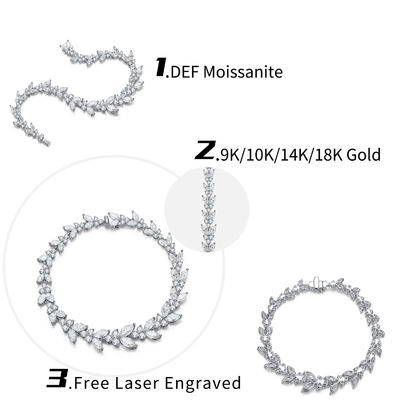 18K Gold Wheat Ear Moissanite Tennis Bracelet Untuk Perkawinan