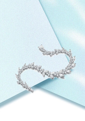 18K Gold Wheat Ear Moissanite Tennis Bracelet Untuk Perkawinan