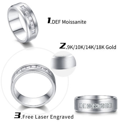 18k Gold Moissanite Diamond Persahabatan Cincin Warna Disesuaikan