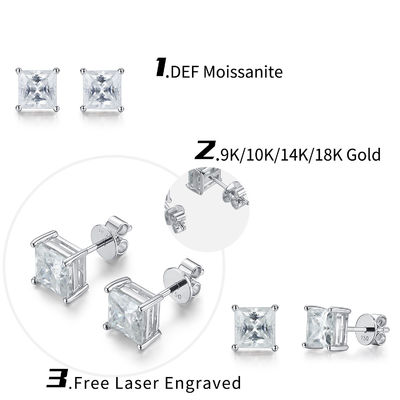 18K emas kubik Moissanite Diamond Stud anting-anting untuk hadiah ulang tahun