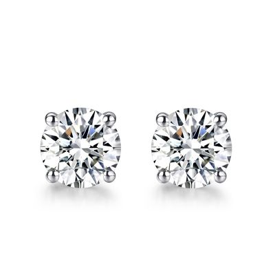 18k Gold Moissanite Diamond Stud Earrings White Gold Dukungan kustomisasi