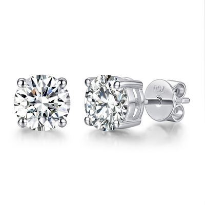 18k Gold Moissanite Diamond Stud Earrings White Gold Dukungan kustomisasi