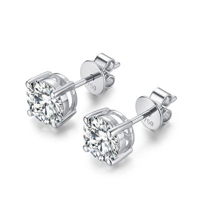 18k Gold Moissanite Diamond Stud Earrings White Gold Dukungan kustomisasi