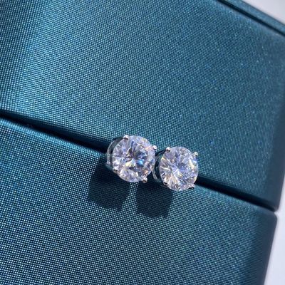18k Gold Moissanite Diamond Stud Earrings White Gold Dukungan kustomisasi