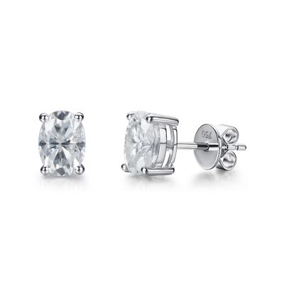 18k emas moissanite berlian oval anting studs untuk hadiah