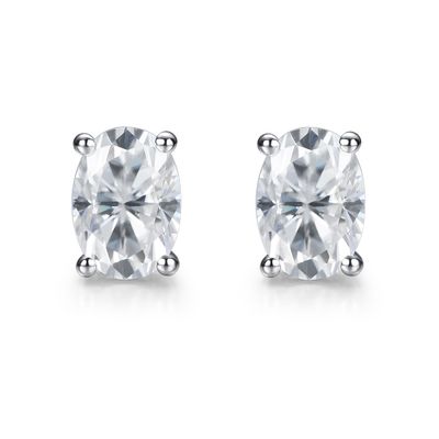 18k emas moissanite berlian oval anting studs untuk hadiah