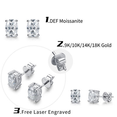 18k emas moissanite berlian oval anting studs untuk hadiah
