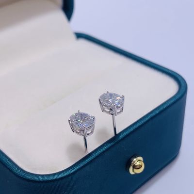 18k emas moissanite berlian oval anting studs untuk hadiah