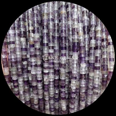 Natural Crystal Gemstone Rondelle Manik-manik Drum Bentuk Lolos Manik-manik Untaian untuk Hadiah Partai