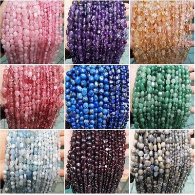 Batu permata kristal alami Bentuk tidak teratur Kuarsa mawar / Kuarsa stroberi / Amethyst / Kuarsa bening Untaian manik longgar