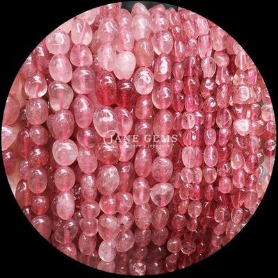 Batu permata kristal alami Bentuk tidak teratur Kuarsa mawar / Kuarsa stroberi / Amethyst / Kuarsa bening Untaian manik longgar