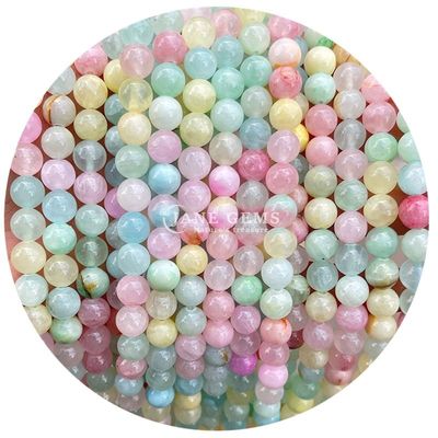 Grosir Batu permata kristal alami bulat manik-manik kalsedoni batu giok bulat manik-manik longgar aksesoris untuk DIY gelang kalung